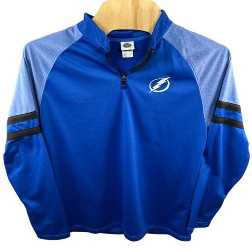 NHL Tampa Bay Lightning Hockey Blue 1/4 Zip Pullover Sweater 2XL Sweatshirt